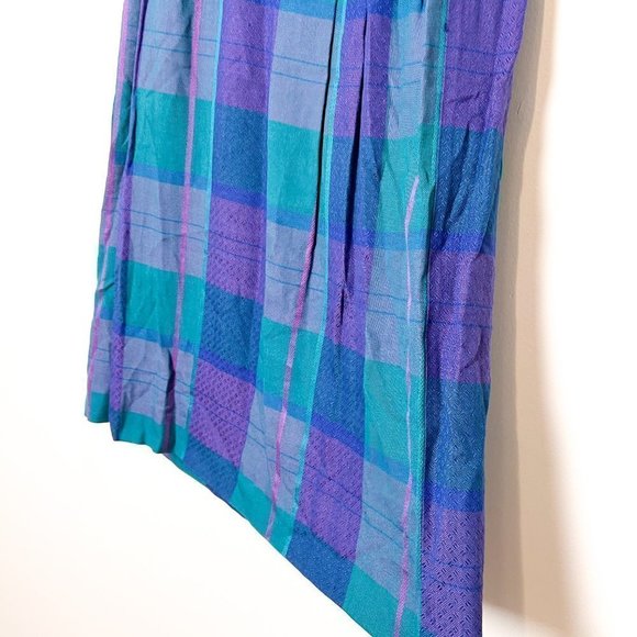 Vintage 80's Teal Plain A-Line Midi Skirt - Picture 5 of 7